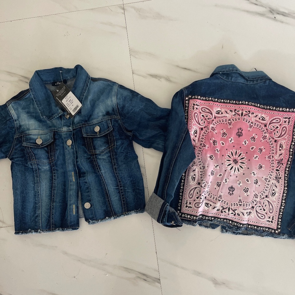 Flowers by Zoe Kids Jean Jacket with Pink Bandana Design
